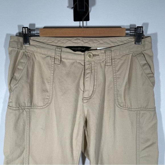 Eddie Bauer Hiking Pants Women’s Size 31 Tan Brown Soft Cropped waist Cotton - Picture 2 of 5
